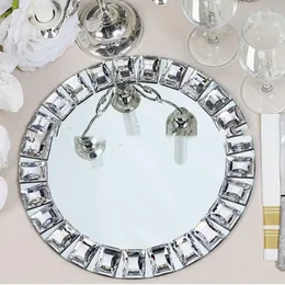 Party Decoration 20st) Luxury Dinner Plate For Event Royal Charger Glass Pärla Akryl Mirror Crystal Yudao1470