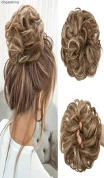 Lans Messy Hair Bun Extensions 3pcs Lot Curly Wavy Syntetyczne Chignon Scrunchies Scrunky Updo Hairpiece for Women LS146194759mgg8