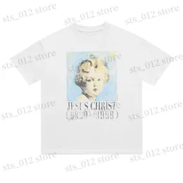 Herr t-shirts groda drift ny mode märke streetwear saint michael vintage retro ängel av st Michael slitna lös överdimensionerad tee t shirt män t230512