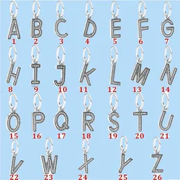925 Srebrne koraliki Uroki Fit Pandora Charm Dwanaście angielskich stylów alfabetowych z diamentami