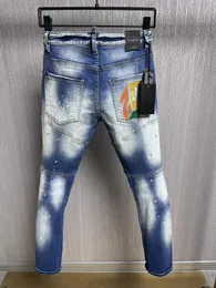 DSQ PHANTOM TURTLE Классические модные мужские джинсы Хип-хоп Рок Мото Мужские повседневные рваные джинсы Потертые узкие джинсовые байкерские джинсы278z