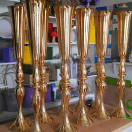 Ljushållare 12st) Järnhållare Metall Vase Gold Flower Rack för bröllopsbord Centerpiece Event Party Decoration 1416