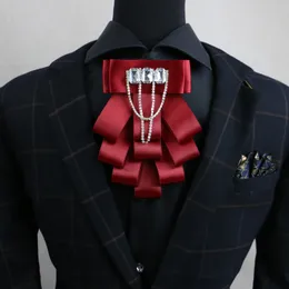 Neck Ties Men's Handmade Bow Tie Formal Dress Wedding Banquet Host Evening Crystal Ribbon Korean Tassel Diamond Bowtie 230512