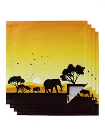 Bord servett 4 st afrika elefant solnedgång fyrkantig servetter 50 cm fest bröllop dekoration tyg köket servering