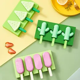 Ice Cream Tools Set of 2 Popsicle Mold Homemade Easy Release Ice Cream Maker Reusable DIY Pop Molds with Lid Sticks for Kids Children BPA Free 230512