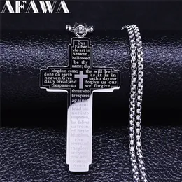 Christian Bible Cross Chain Halsband Rostfritt stål Big hänge halsband Mäns religiösa bönsmycken Corente Masculina