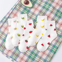 Mulheres meias de abacate melancia de bananeira fruta alimento curto algodão engraçado verão fofo harajuku feminino feliz