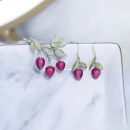 Broschen Vanssey Modeschmuck Blume Knospe Rose Rot Handgemachte Glas Grüne Beschichtung Brosche Pins Party Zubehör Für Frauen 2023