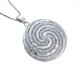 Colares pendentes Jóias de liga de cobre Padrão em espiral grande com colar de corrente veneziana de zircão para presente
