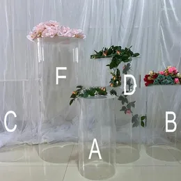Party Decoration Acrylic Clear Wedding Pedestal Cylinders Pelar Plints Display Cube Stand för Yudao652