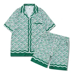 Mens Tracksuits Personlig digital tryckning Abstract Shirt Suit Retro Street Beach Casual Shorts Shortsleeved Shirt Twopiece Mens Summer 230511
