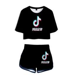 TIK TOK 3D Printed 2 Piece Outfits for Women Crop Top Track Suit Two Piece Set Top and Shorts Set Ladies Tracksuits9026998