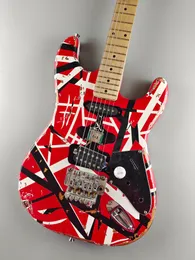 Guitarra elétrica, corpo de amieiro, listra vermelha, fosco, 5150, guitarra usada, pacote rápido