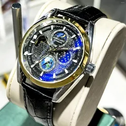 腕時計Aokulasic Brand Man Tourbillon Watches Automical Watch Mens Luxury Waterproof Wristwatch Luminous Moon Phase Clocks