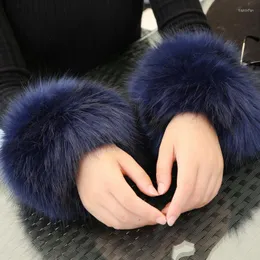 Knee Pads Winter Fur Sleeves Luxury Fake Cuffs Female Jackets Arm Warmer Hand Ring Wrist Bracelet Oversleeve