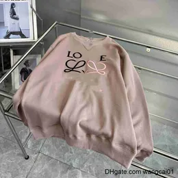 Sudaderas con capucha para mujer Sudaderas con capucha para mujer Sudaderas Otoño e invierno loe clásico contraste de color bordado terry algodón cuello redondo amantes del suéter de las mujeres de los hombres