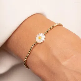 Strand KKBEAD Flower Shell Daisy Bracelets Jewelry Gift Adjustable Rope Bracelet For Women Gold Plated Beads Pulseras Accessories