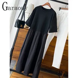 Casual Dresses Garaouy Summer Women's Chic O Neck Short Sleeve T-shirt MIDI DRESS KVINALA LOOKED LÅNG KLÄNNER ROBE VESTIDOS 230512