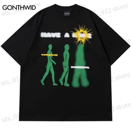 Męskie koszulki Hip Hop T Shirt People Shadow Graphic Druku