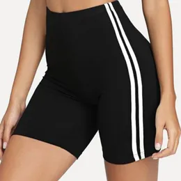 Womens Shorts Contrast Striped Side Cycling Shorts Active Wear Women Skinny Biker Shorts Summer Fitness Casual Black Shorts pantalones 230511