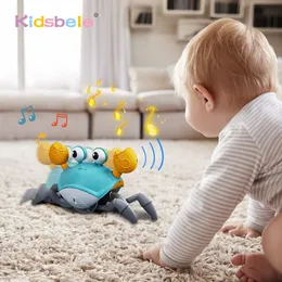 Aprendendo brinquedos Indução Escape Caranguejo Cradddlers Toy Light Music Rastrening Diversão para crianças Presentes de aniversário recarregáveis ​​educacionais 230511