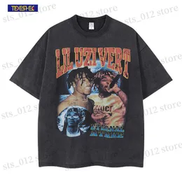 T-shirt da uomo TIDESHEC Maglietta da uomo Streetwear Vintage Washed Lil Uzi Vert Grafica Cotone Casual Oversize Tee Top Summer T230512