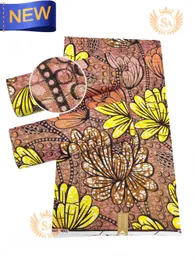 Tyg Ny Grand African Wax Glitter Glam Fabric Cotton Ankara Batik Material Hollandais Pagne Super Wax för Sying Weding Party Dress