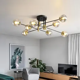 Lampadari in vetro nordico moderno lampadario a soffitto a led per sala da pranzo soggiorno decorazioni per la casa camera da letto ristorante lampada nera