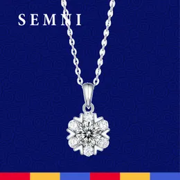 Semni Luxury 3.0CT-0.5CT Moissanite Diamond Snowflake Pendant Necklace For Women Men 925 Sterling Silver Brilliant Love Gifts