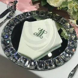 Party Decoration 20pcs)Luxury Royal El Dinning Acrylic Mirror Tableware Belmont Charger Glass Bead Plate For Wedding Yudao1464