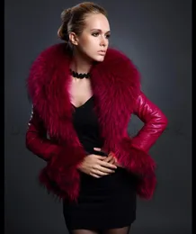 Women's Fur & Faux GAMPORL 2023 Fall/Winter Fashion Coats And Jackets For Women Racoon Collar Short Outerwear Sheep Leather Coat