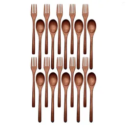 Conjuntos de utensílios de jantar 20 pcs colheres de madeira Forks Definir utensílios de utensílios reutilizáveis ​​de madeira natural para cozinhar agitação