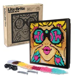 Lite-Brite Wall Art POP WOW- 16 x 16 , 6,000 Mini Pegs, 3 HD Designs, Great Gift for Ages 14 , Create Display