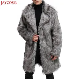 JAYCOSIN 1PC MEN MENS Fashion Coat M2XL Vinter varm tjock kappa överutjacka Faux Fur Parka tjockare utklädergrå Cardigan Z11227905355