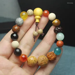 Strand Vintage Natural 18 Bodhi Seed Bracelet Bangles Buddha Charm Tibet Buddhist Prayer Wood Beads