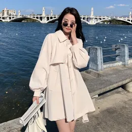 Kadın Ceket Trençkotu Kadınlar Lapel Gevşek Tek Kesin Kelime Pileli Pileli Kore Ceket Mantaı Femme Casaco Feminino Chaquetas De