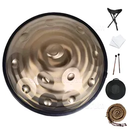 Golden Spiral Handpan Drum 22 inç 9/10/12 Notlar D Küçük Çelik Dil Davul Meditasyon Enstrümanı Tambor Yoga Enstrümanı