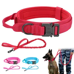 Dog Collars Leashes Military Tactical Dog Collar Leash Set Durable Nylon Dog Collars With Control Handle Pet Walking Lead Rope For Medium Large Dogs 230512