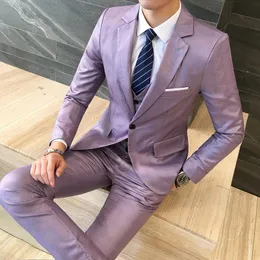 Erkek Suit Blazers 2023 Business Suit İnce Fit Klasik Lüks Erkek Bir Düğme 3 Birim (Ceket Pantolon Yelek)