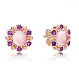 Boucles d'oreilles à tige authentique en argent Sterling 925 rose héraldique éclat mode pour les femmes cadeau bijoux à bricoler soi-même