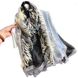 Scarves Women 2023 Print Silk Scarf Warm Shawl Wrap Foulard Hijab Fashion Neck Tie Female Beach Echarpe Bandana