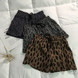 Kvinnors shorts sport shorts kvinnor sommar leopard tryck shorts lösa stora shorts casual lady elastic midje strand korendo korta byxor 230511