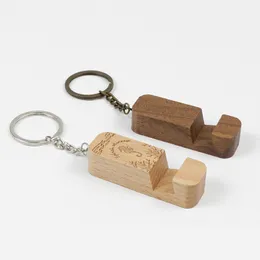 Women Walnut Wood Portable Cell Phone Mounts & Holders For Father Mom Gift Promotional Christmas Gifts Car Key Chain Phoneholder Engravable Keyholder Phone Stand