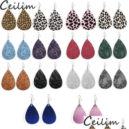 Charm Leopard Leather Earrings Charms Vintage Boho Teardrop Print Mticolors Pu Dangle Earring For Women smycken Tillbehör D DHGARDEN DHSO8