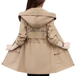 Women's Trench Coats 2023 Elegant Women Spring Autumn Plus Size Loose Hooded Coat Ladies Fashion All-match Street Casual Windbreaker F142