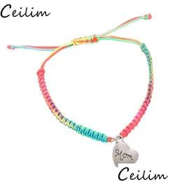 Kette Colorf Thread Geflochtene Armbänder Ich liebe dich Mama Glücksschmuck für Mama Charm Muttertagsgeschenk Familie Bless Seilarmband Dhgarden Dh6N8