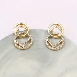 Fashion Women Designer Letter Stud Luxury Geometric Crystal Cute Earrings For Lady Wedding Party Jewelry