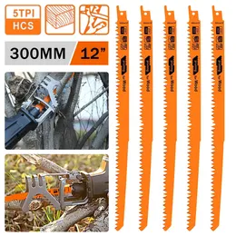 Peças 5 Pcs 30cm Reciprocating Saw Blade Set HCS Poda Lâmina de Serra Afiada Lâminas de Serra para Madeira Plástico PVC Tubo Metal Corte