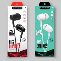 L29 wired Earphones Earbuds with Mic Super Bass 3.5mm In Ear Earphone Heasets For iPhone Samsung Mobile Phone with Retail Package