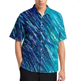 Men's Casual Shirts Ocean Shallow Water Abstract Print Beach Shirt Summer Harajuku Blouses Male Graphic Plus Size